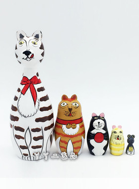 五层小猫之家套娃木制玩具工艺礼品玩具教具毕业设计