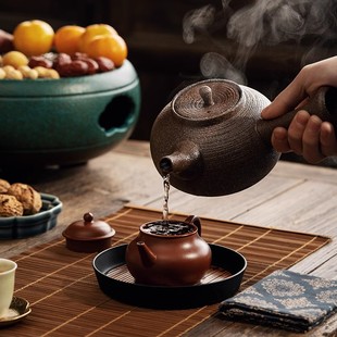 电碳两用炭炉炭火茶桌烤火炉茶壶套组 围炉煮茶家用室内黑晶炉中式