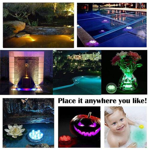 RGB Remote Control Submersible Light IP68 Waterproof Underwa