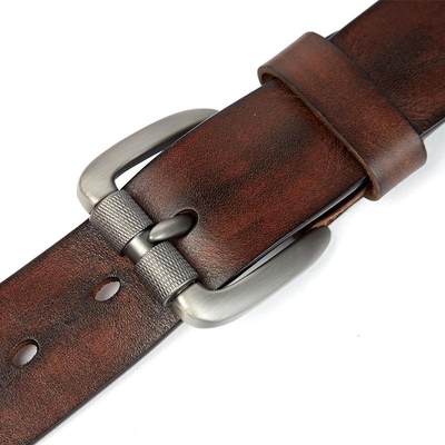 推荐Men's Belt Genuine Leather Sturdy Buckle Men Vintage Bel