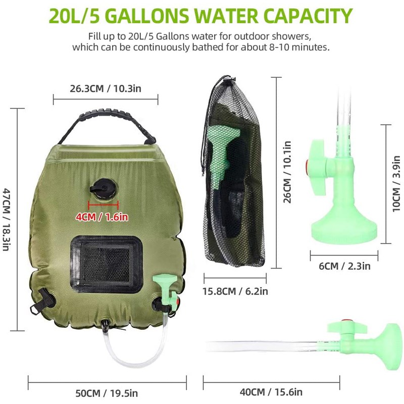 Water Bags 20L Outdoor Camping Hiking Solar Shower Bag Heati