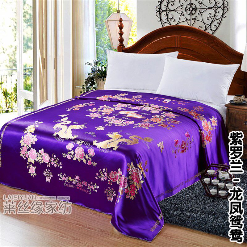 婚庆杭州丝绸被面软缎 绸缎缎子被面结婚七彩织锦缎被面子 百子图