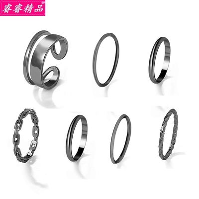 推荐Hot sale Black Knuckle Rings Creative Joint Ring Simple