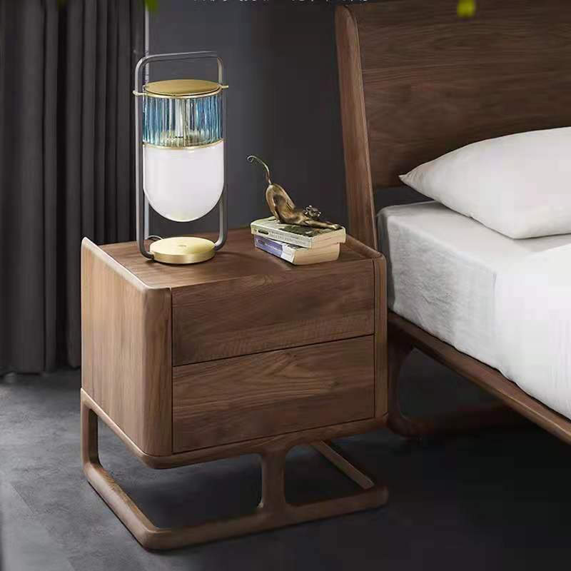北美黑胡桃木家具简约现代全实木床头柜卧室床边柜北欧原木边柜