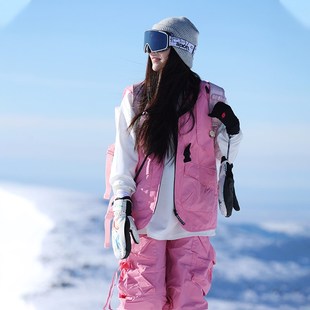 北渊滑雪服马甲男女款2023黑色小众加绒背心保暖防水防寒雪服上衣