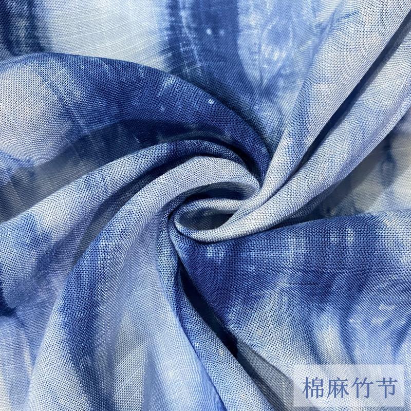 新品手工扎染棉绸布料水波纹款复古蓝染服装抱枕窗帘餐桌diy面料