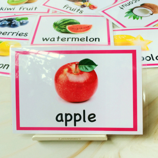 Montessori 网红28pcs Flash Fruit Word Baby English Cards Car