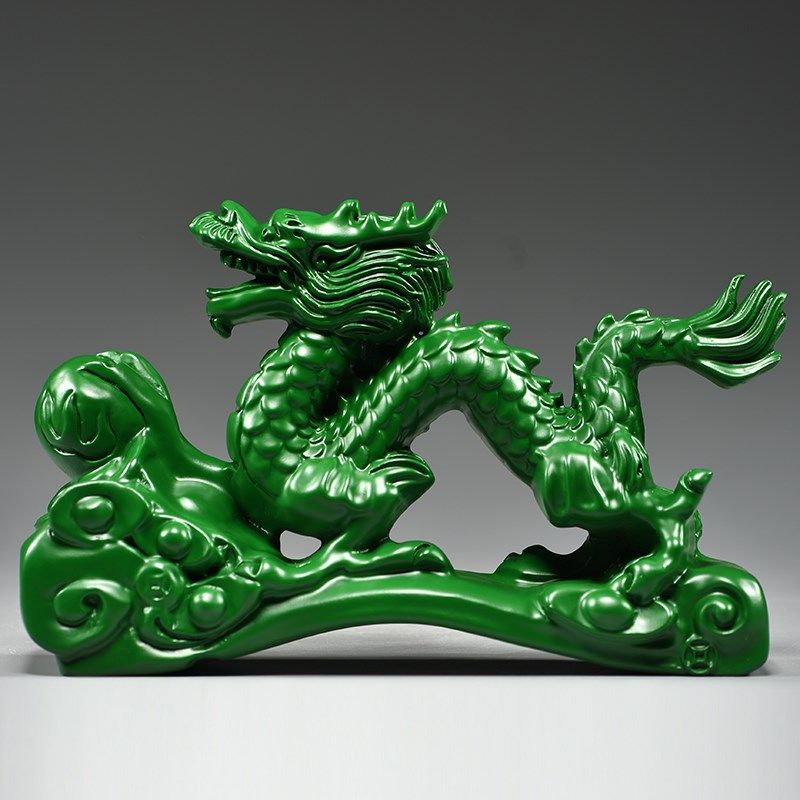 绿色实木雕刻龙摆件十二生肖木头龙客厅电视柜装饰工艺品新居送礼,家居饰品,装饰摆件,淘宝优惠券,粉丝福利购,淘宝优惠卷