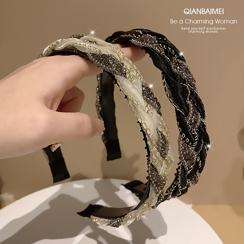 新品韩版轻奢水钻细发箍女压发带齿防D滑简约2023新款网红发捆发