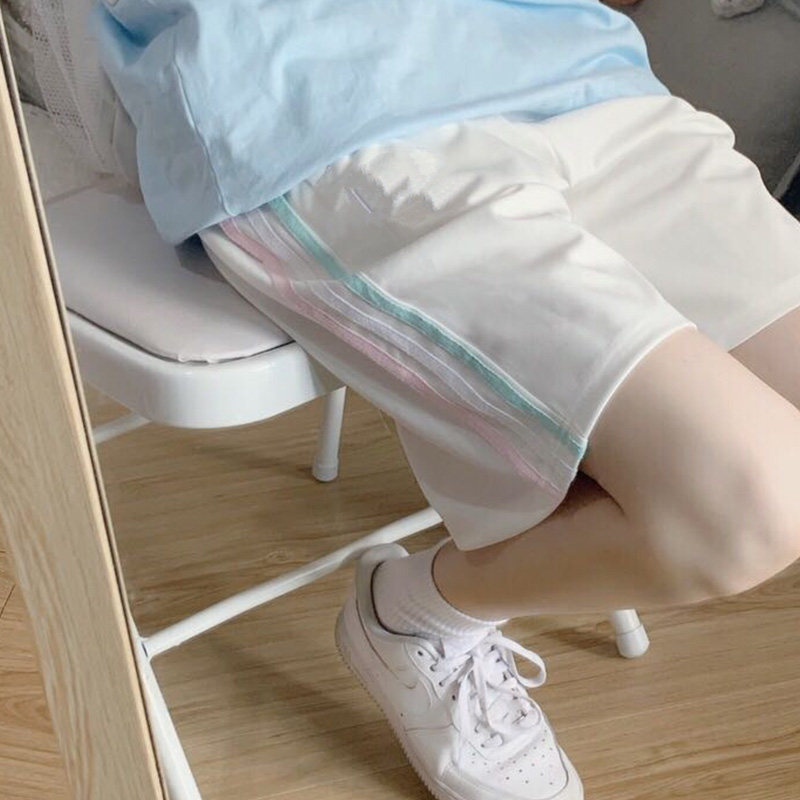 现货运动短裤女夏宽松ins潮外穿跑步韩版J休闲高腰bf风中裤直筒五