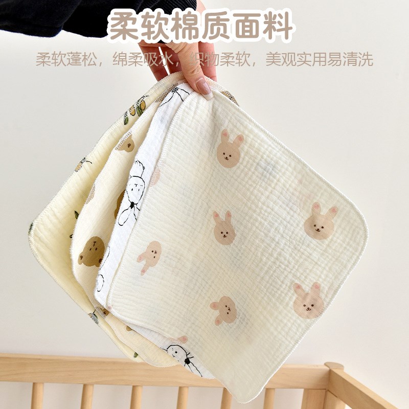 新生婴儿纯棉A类纱布口水巾宝宝小方巾洗脸N巾幼儿园儿童手帕4条