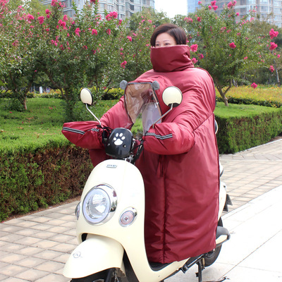 电动车亲子挡风被冬季带小孩子y加绒加厚防水防寒全包款连体防风