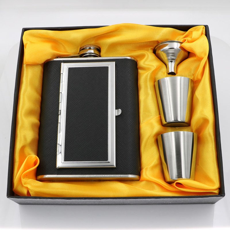 Creative Cigarettes Case Stainless Steel 304 Hip Flasks PU L