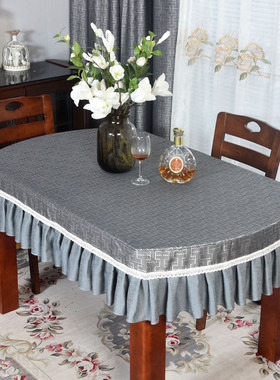 简约现代长椭圆形桌布p随圆形餐桌椅套茶几套子布套长条方台布布