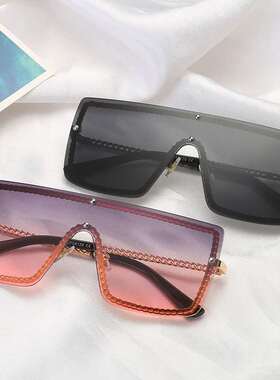 现货Xiaoxiang Square Sunglasses Women's ChMain Striped Frame