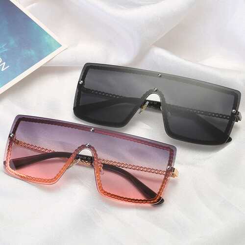 现货Xiaoxiang Square Sunglasses Women's ChMain Striped Frame