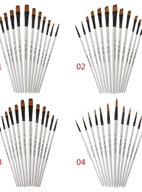 12Pcs 12Pcs Artist Paint Brush Set Nylon Bristles Watercolor