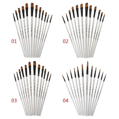 12Pcs 12Pcs Artist Paint Brush Set Nylon Bristles Watercolor