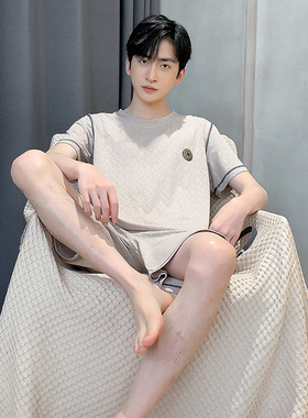 高级感冰丝e睡衣男士夏季薄款莫代尔短袖短裤套头加大码家居服套