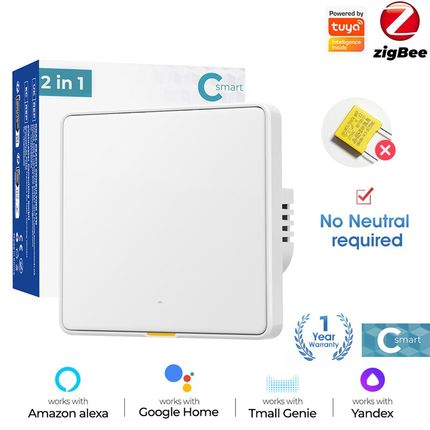 Zigbee墙壁单火按键r钮欧规开关磁保持涂鸦智能家居语音定时遥控