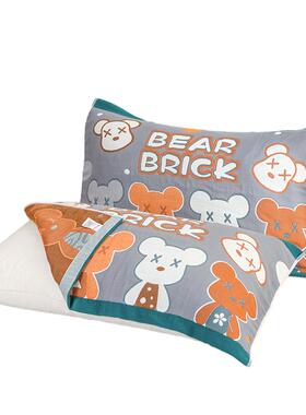 纯棉枕巾一对装全棉纱布q加大加厚枕头巾学生成人情侣吸汗52x78cm