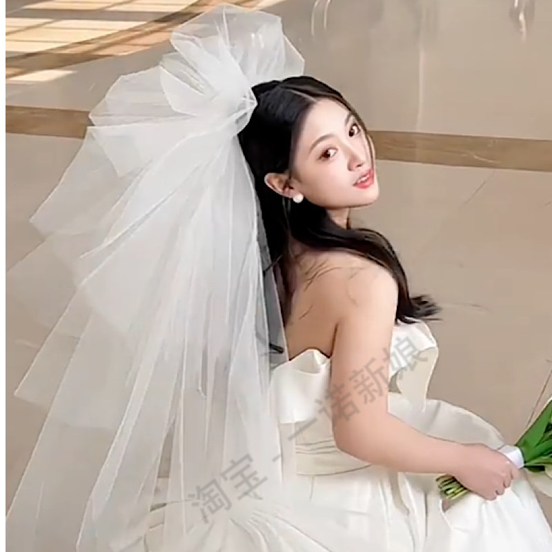 新娘结婚旅拍照头纱头饰化妆师跟妆摄影韩国纱多层硬网抓泡蓬蓬纱