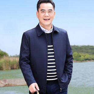 春秋款 中年男装 立领夹克衫 外套40岁u中老年夹克2020新款 爸爸春装