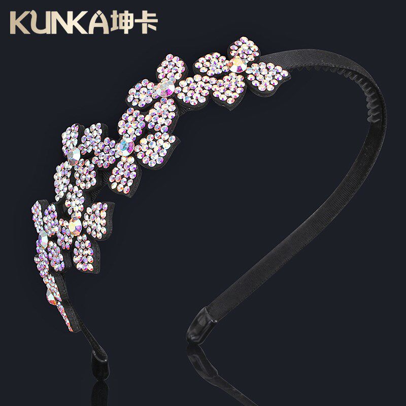 发箍宽边花朵水钻韩版甜美头箍细防滑镶钻仙女头饰水晶压发卡