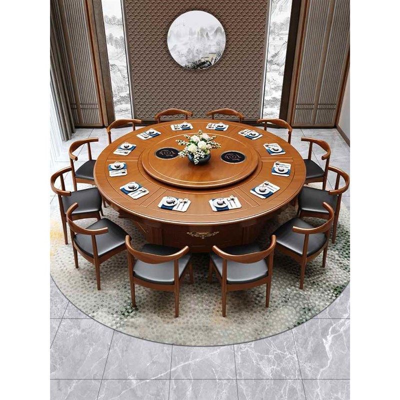 A10L酒店实木大圆桌15人20人电动旋转火锅餐桌新中式餐厅饭店包厢,住宅家具,大理石餐桌,淘宝优惠券,粉丝福利购,淘宝优惠卷