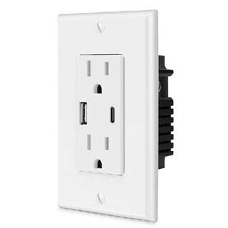 网红D55F US Standard Wall Socket USB Type A Type C Charge Po