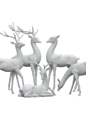 户外园林抽象梅花鹿玻璃钢雕塑售楼部商场草坪仿真白鹿创意大摆件