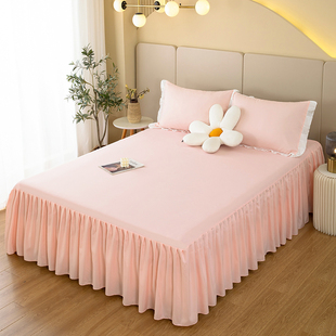 床单枕套床笠防滑固定床罩床包纯色1P.5米1.8米床垫款 床裙款 韩版