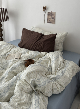 素雅蓝色碎花全棉三4四件套纯棉学生宿舍1.K5m1.8米床单笠被套新