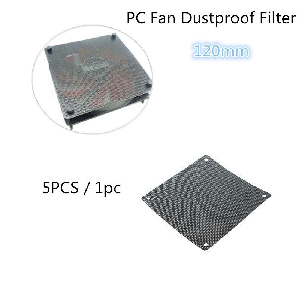 推荐5Pcs1PC 120120mm Cuttable Black PVC PC Fan Dust Filter