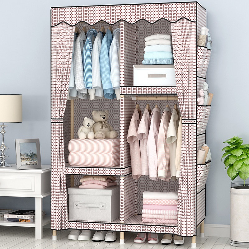 衣柜简易布衣柜实木布艺简约现代经济型组装O拆装小号单人儿童宿