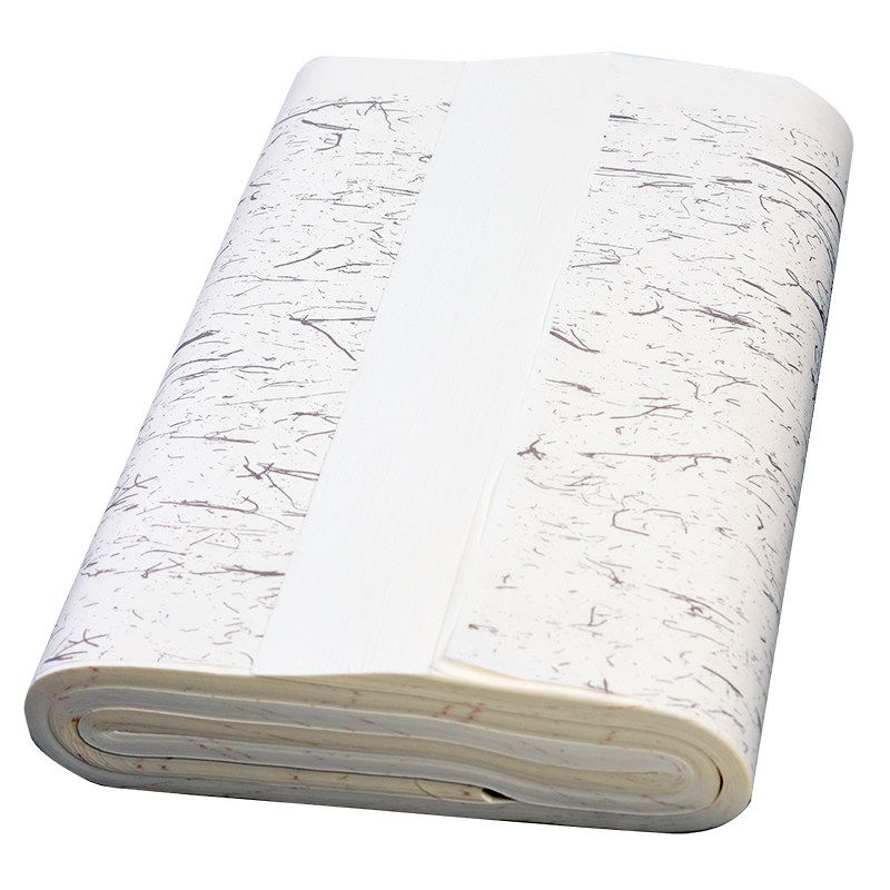 华济四尺六尺白色仿古冷金宣纸书法作品纸洒金烫金纸白色仿古生宣