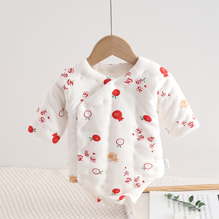 包屁衣婴儿秋冬加厚男女宝宝手工棉花长袖三O角哈衣新生儿连体睡