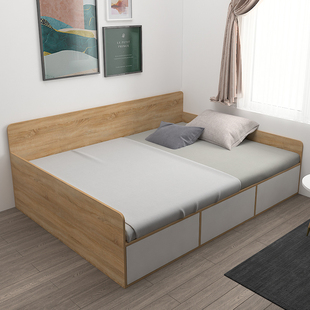 现代简约小户型榻榻米床高箱储物床双人床单人卧室定制家具