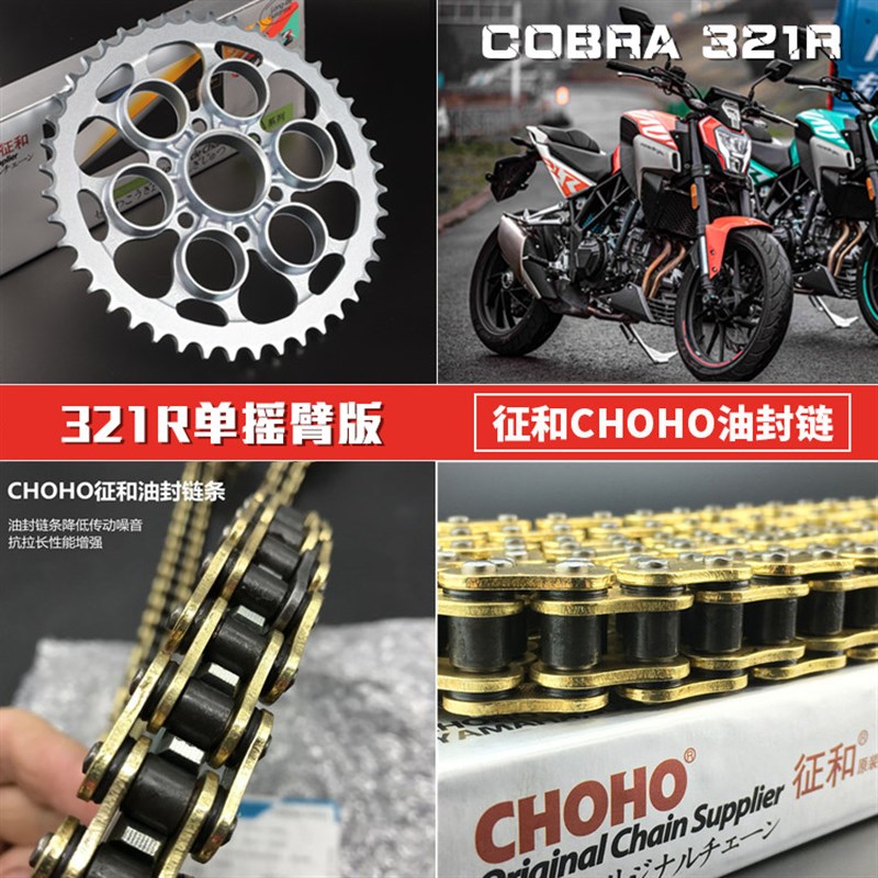 适用凯越321R摩托车链轮 Cobra321R征和油封链条静音大小链轮牙盘