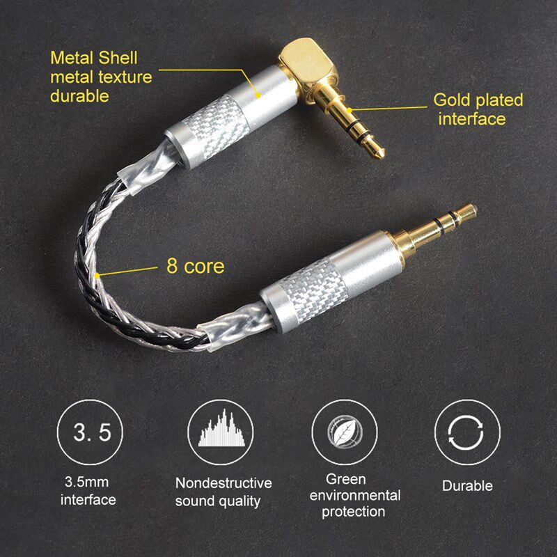 OKCSC 8 Cores OFC Audio Cable 3.5mm Elbow Male to 3.5mm Str