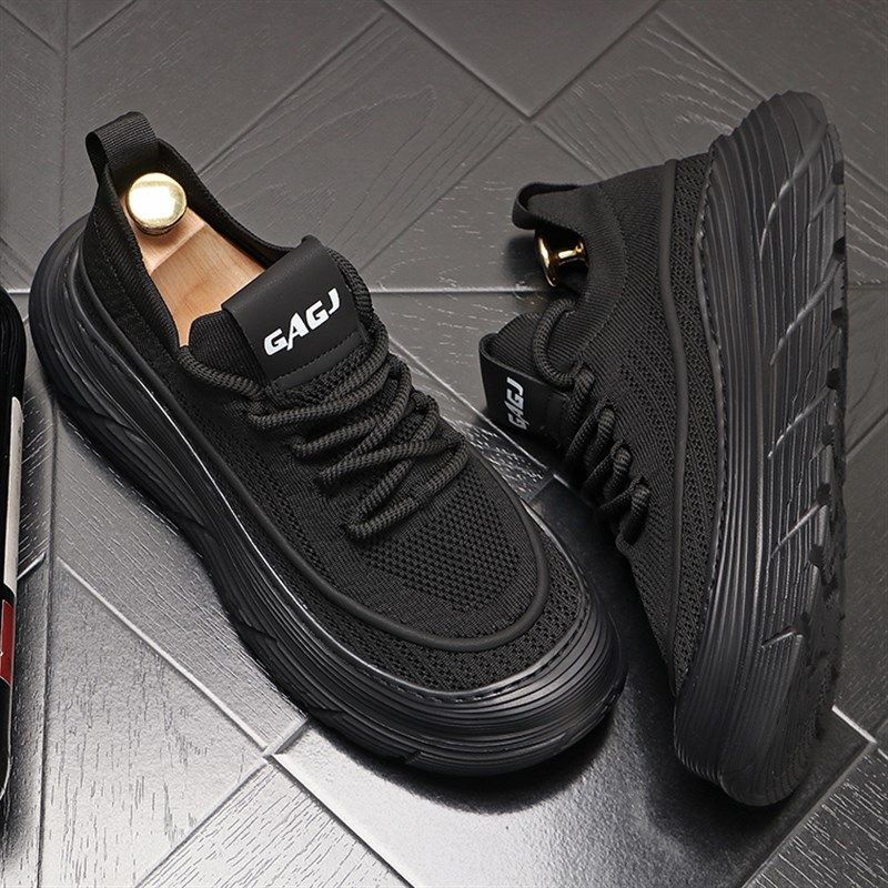 男鞋夏季透气薄款防臭2025新款网面鞋休闲运动鞋厚底增高男士鞋子