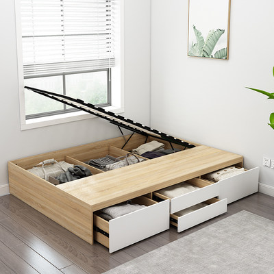 定制无床头床箱体高箱储物收纳定做榻榻米床小户型单人床现代简约