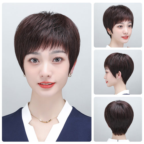 假发女全头套真发全真人发真发头套全真自然中老年女士短发女假发
