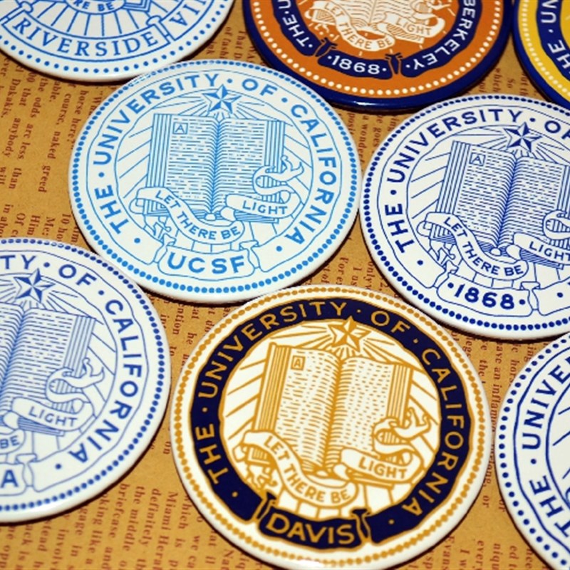 美国名校加州大学 10大分校全套校徽徽章胸针/冰箱贴/启瓶器/贴纸