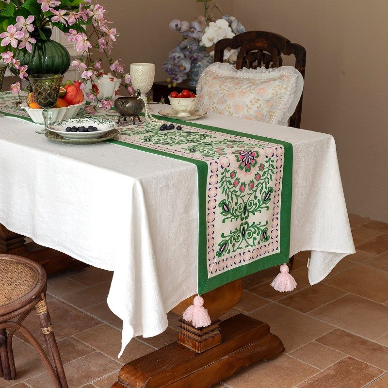 美式桌旗田园风绿色茶几电视柜桌布茶旗斗柜布边柜盖巾台布定制,居家布艺,桌旗,淘宝优惠券,粉丝福利购,淘宝优惠卷