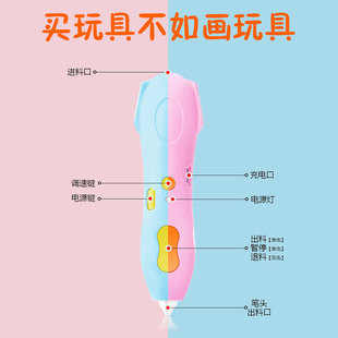 3d打印笔立体涂鸦笔充电无线三d地低温绘画笔学生创意儿童玩具