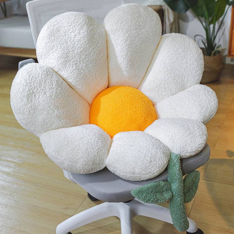 极速Cute Ins Flower Pillow Chair Back Cushion Plush Sofa Thr