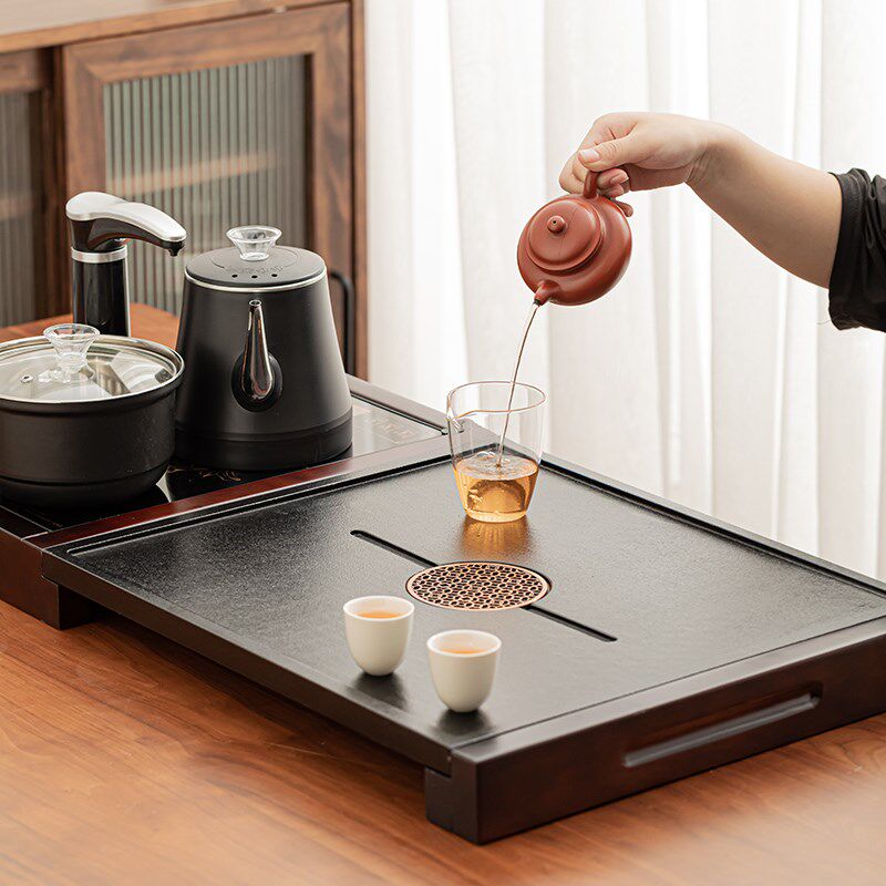全自动茶盘家用仿乌金石茶台一体茶具套装烧水实木盘功夫茶海