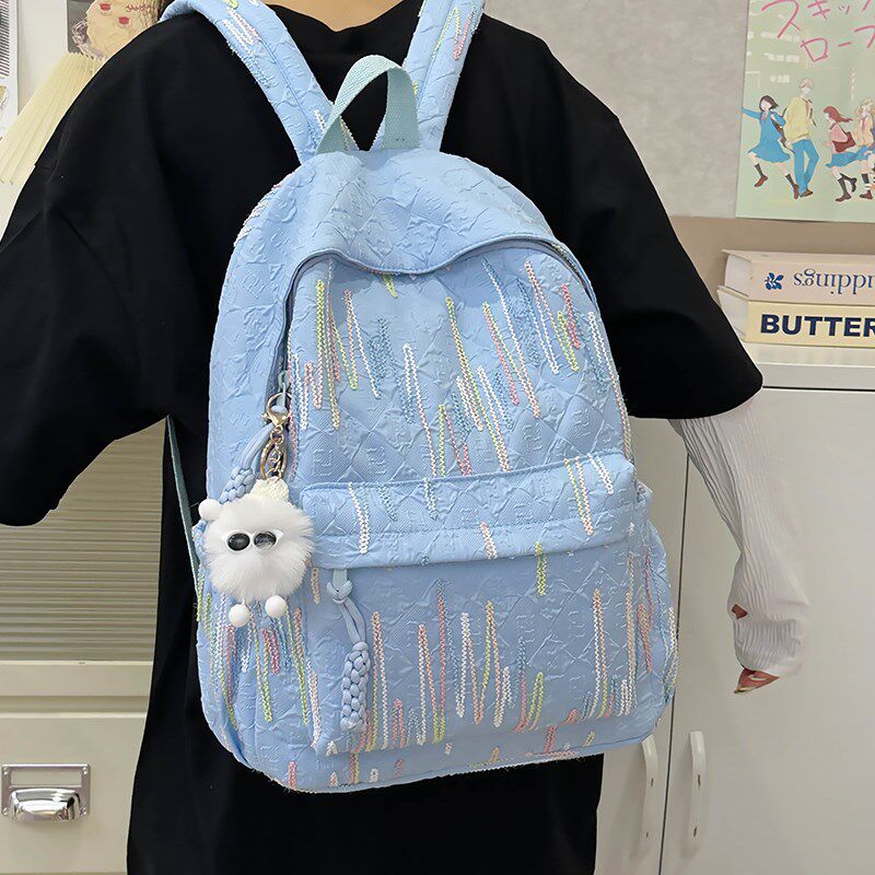 高中生书包女大容量结实耐用耐脏彩色多巴胺高颜值时尚简约防泼水