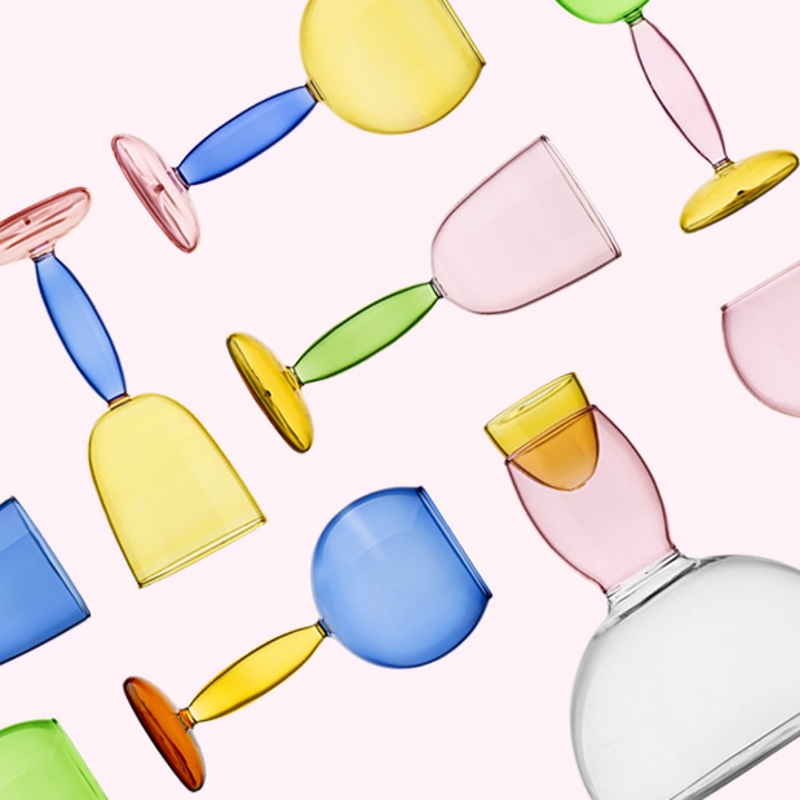 网红创意设计感撞色葡萄酒高脚杯高e颜值波尔多红酒杯子醒酒器套